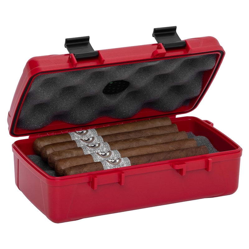 Xikar 10 Cigar Travel Humidor Case, Rugged, Airtight, Watertight, Stainless Steel Hinges, Red - Image 3